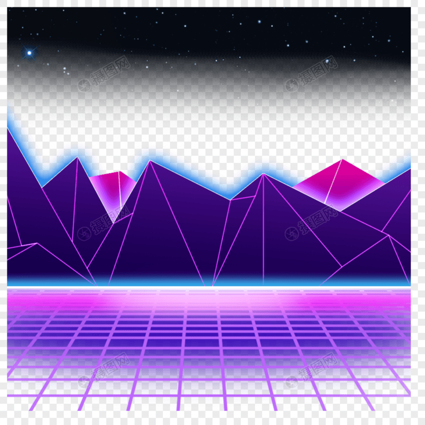 立体紫色山脉不规则图案抽象科技光效图片