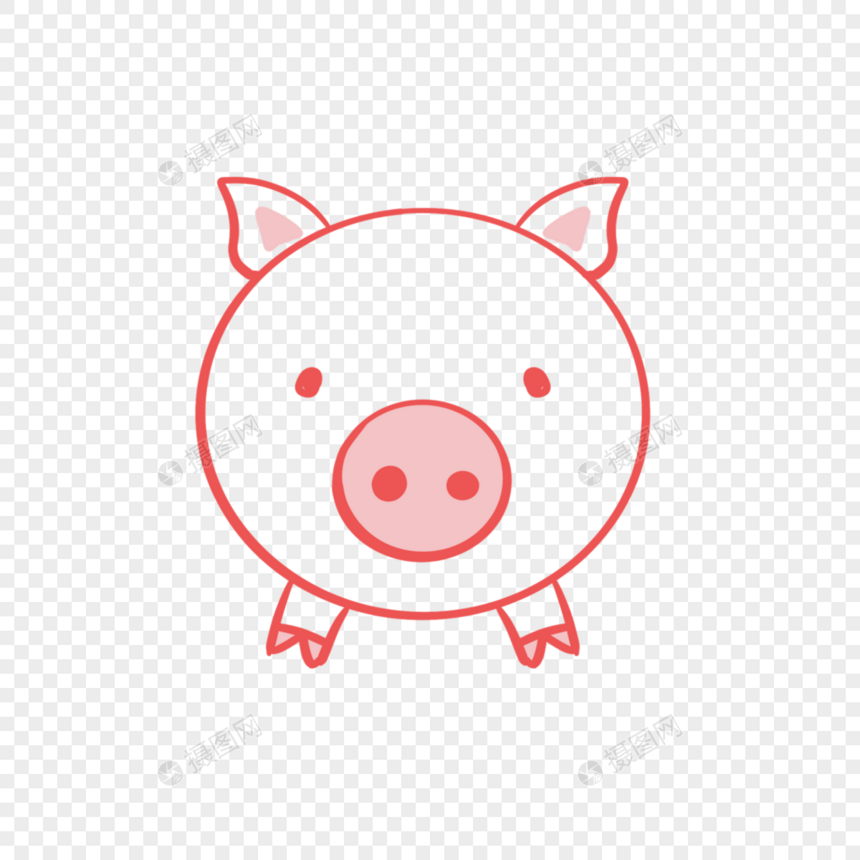 手绘简单可爱的小猪图片