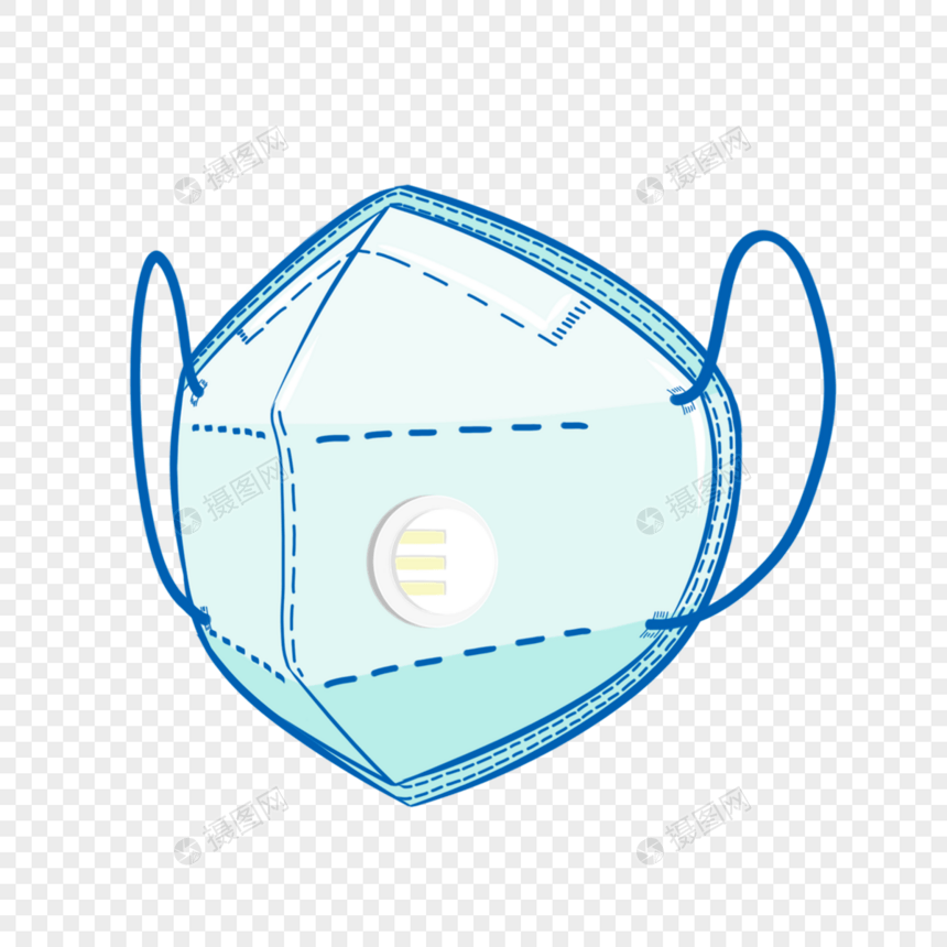 蓝绿色n95型医用防护口罩侧面图片