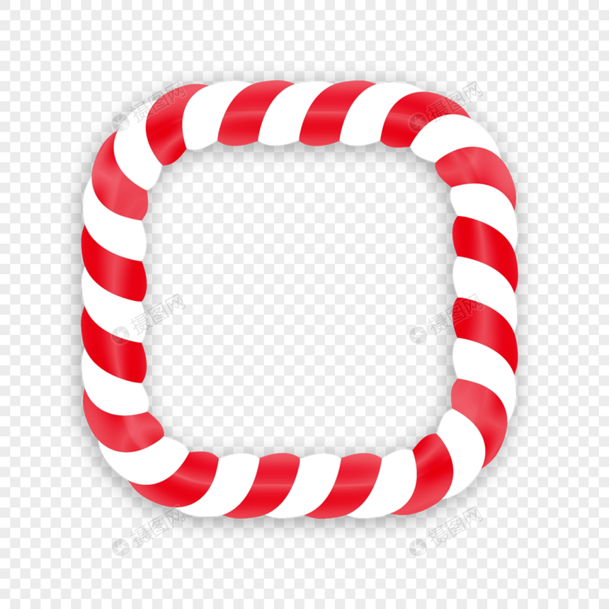 圣诞节拐杖糖边框正方形图片