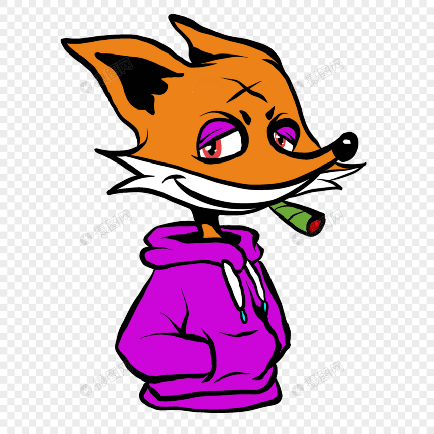 狐狸波普风格紫色衣服图片