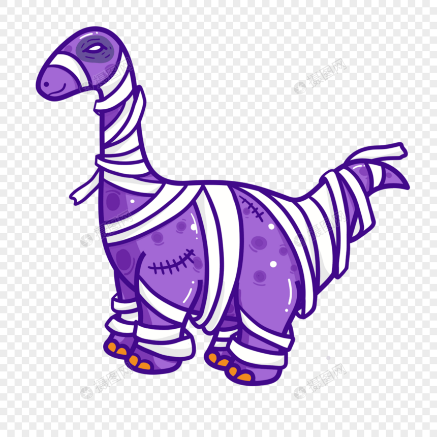恐龙僵尸万圣节卡通紫色绷带恐龙图片