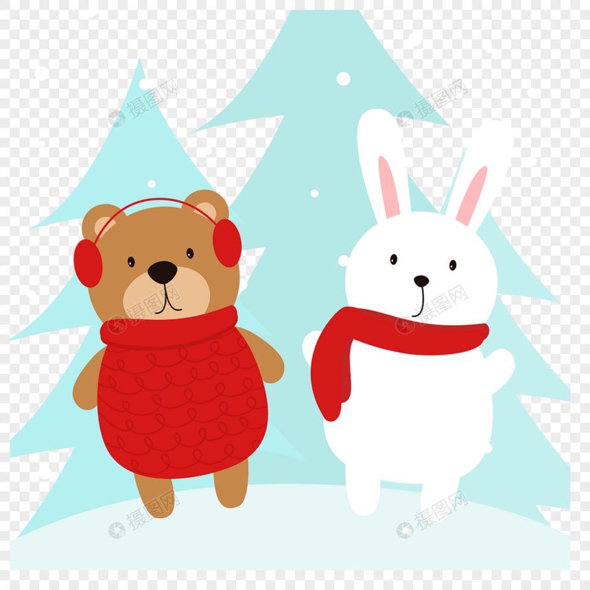 圣诞动物卡通风格圣诞节冬天图片