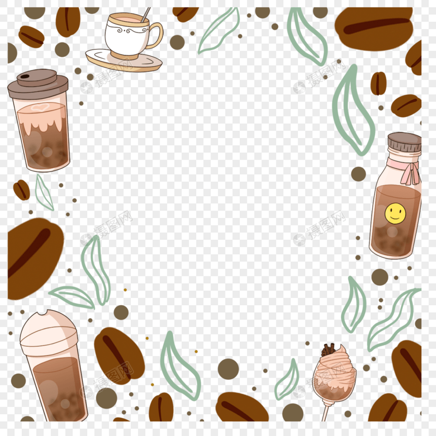 咖啡树叶咖啡豆树叶边框图片