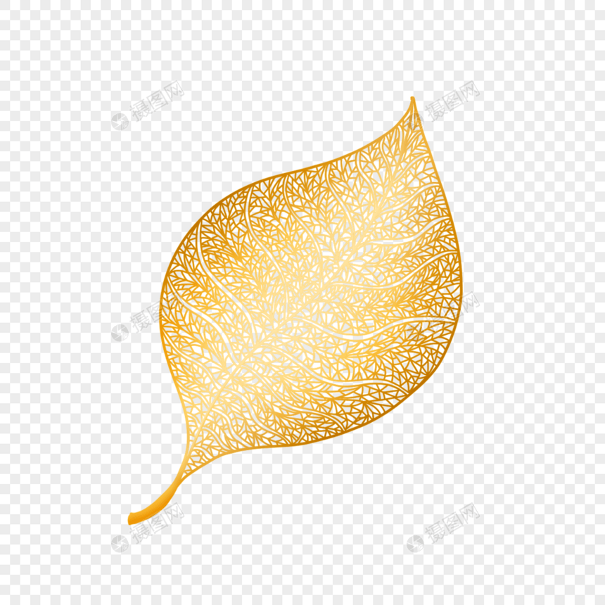 金色镂空质感叶子图片