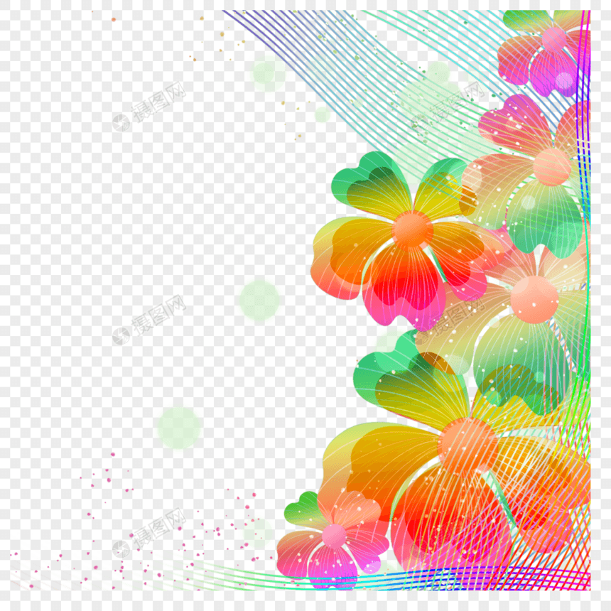 彩色花卉植物抽象边框图片