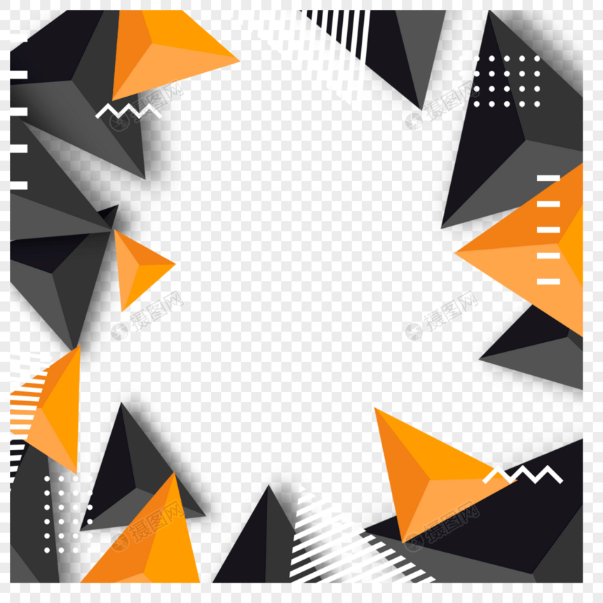 3d立体黑色三角形质感边框图片