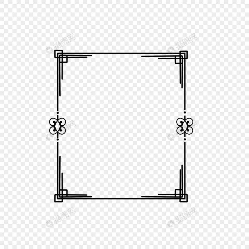 复古花纹黑白边框图片