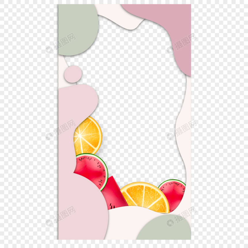 夏季清爽色块水果边框图片
