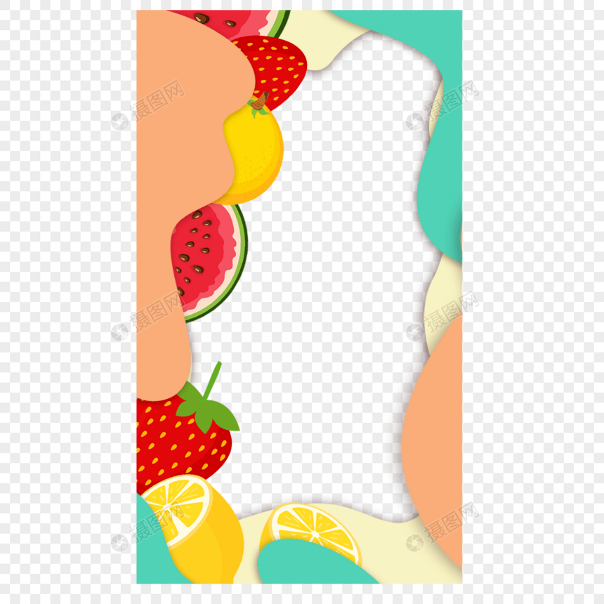 夏季水果色块边框图片