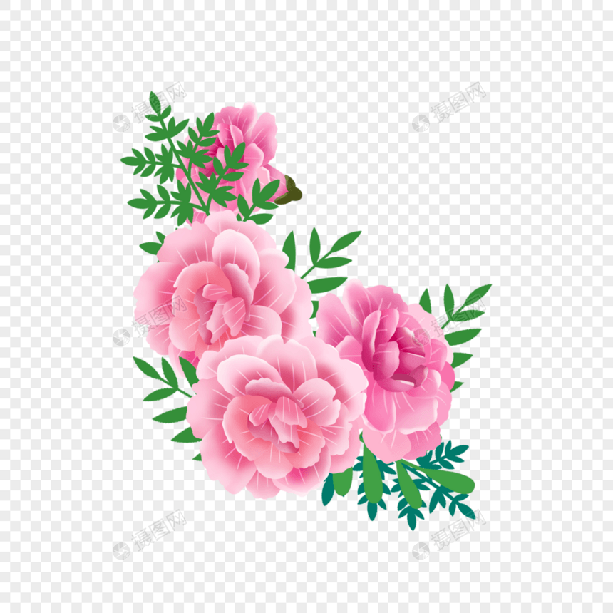粉色花朵剪纸卡通剪贴画图片