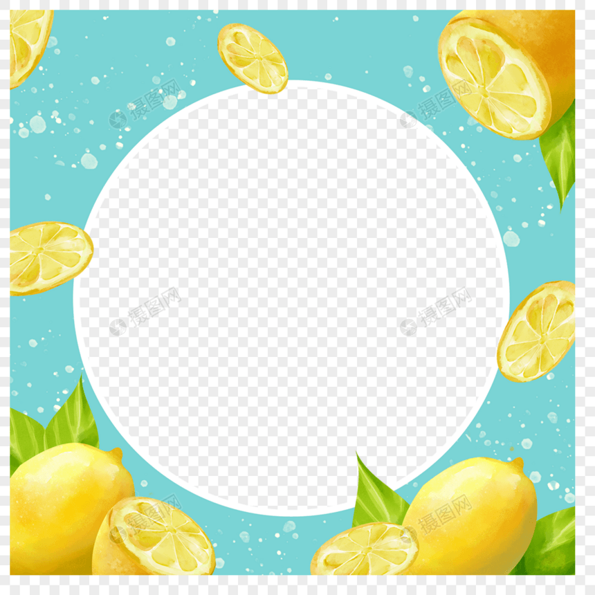 夏季水果faceboo柠檬边框蓝色凉爽图片