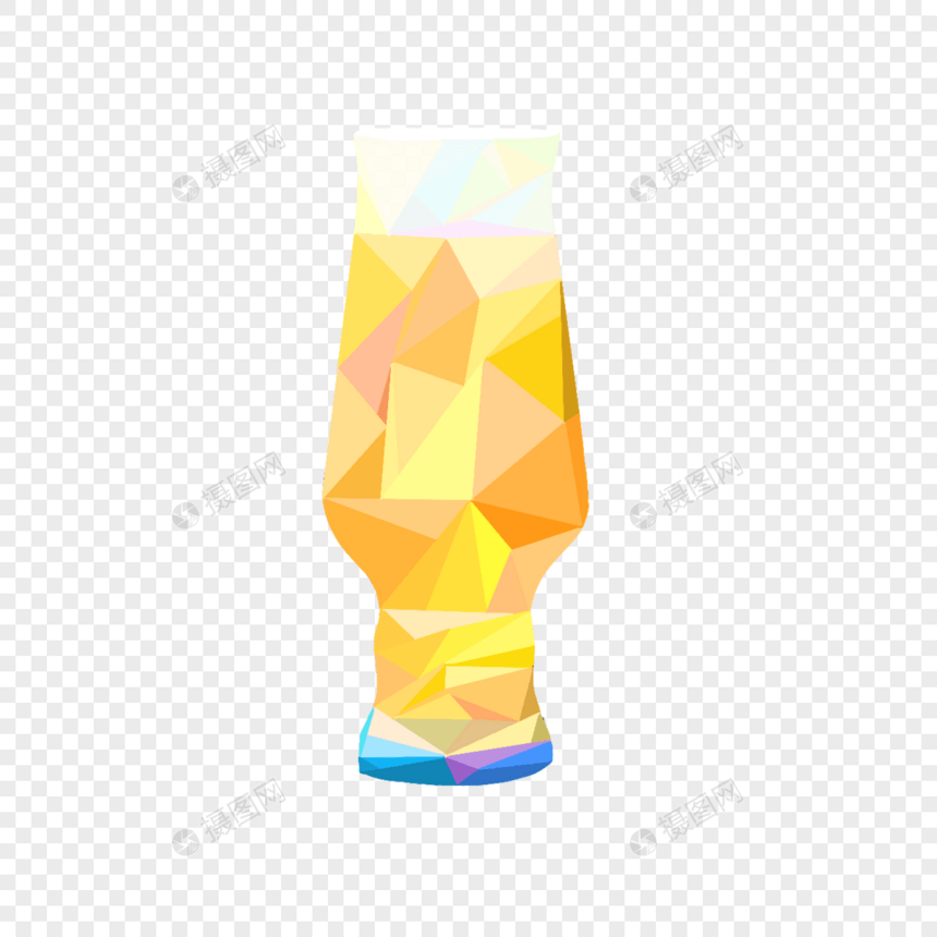 低聚啤酒杯彩色生动图片