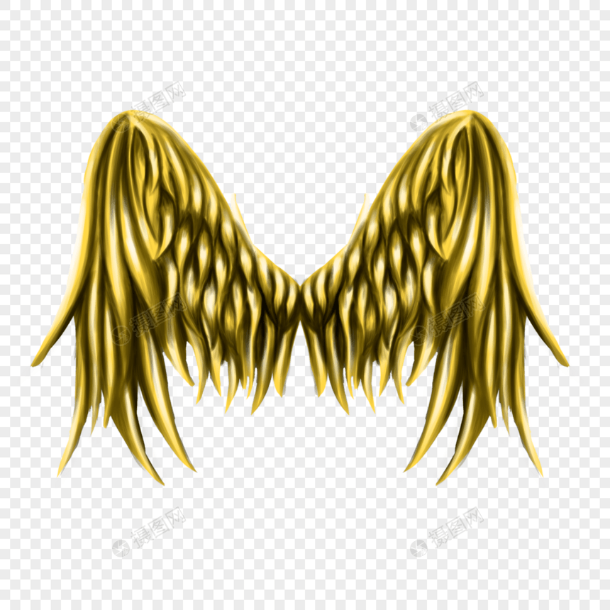 金属质感闪耀闭合金色的翅膀图片
