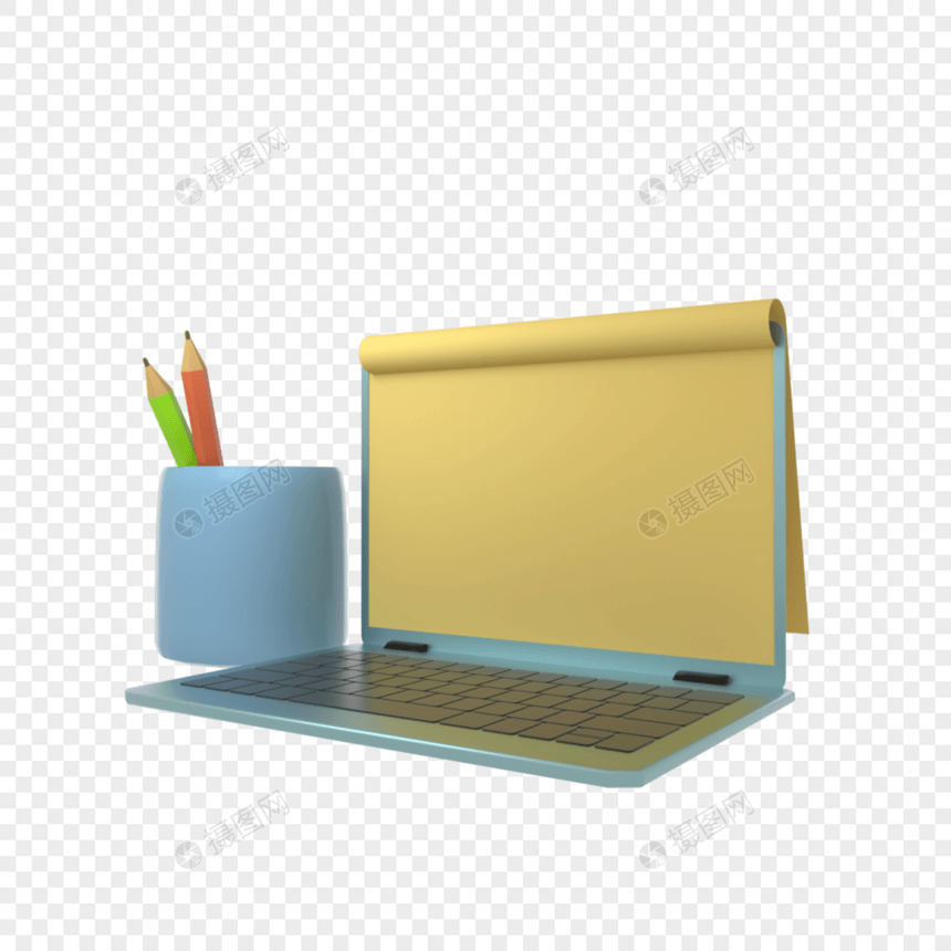 商务风格办公蓝色笔记本电脑图片