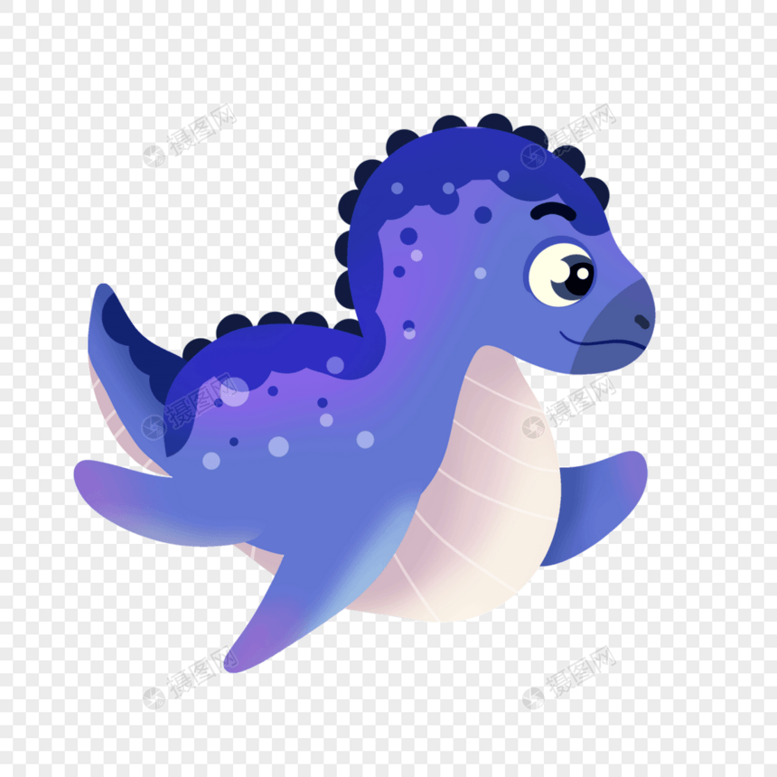 活在水里游泳的恐龙水彩画图片