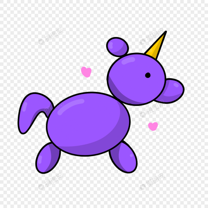 紫色动物气球卡通生日剪贴画图片