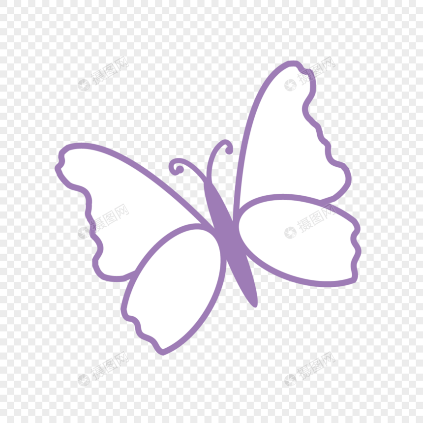 紫色白色可爱卡通蝴蝶剪贴画图片