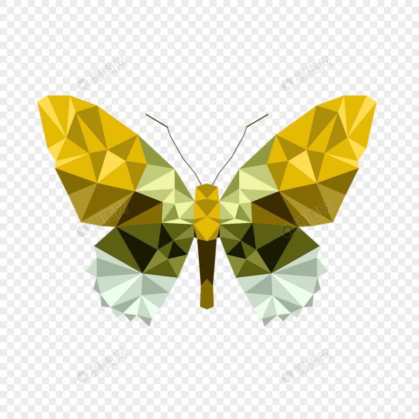 绿色几何风格多边形低聚彩色蝴蝶图片
