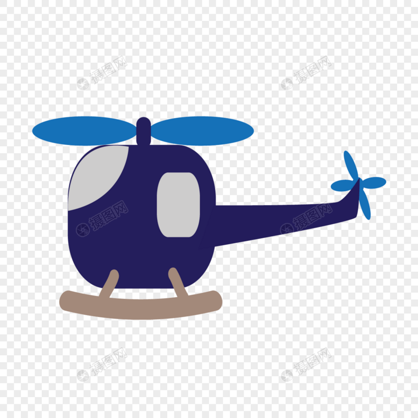 蓝色创意卡通直升机图形图片