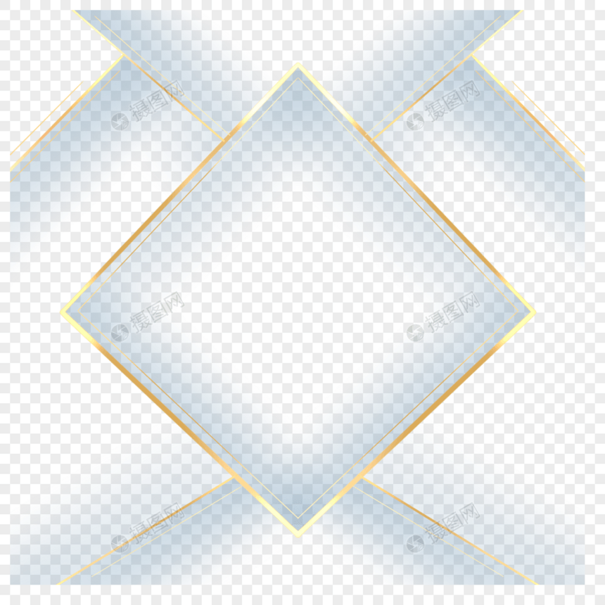 叠放正方形抽象几何金色边框图片