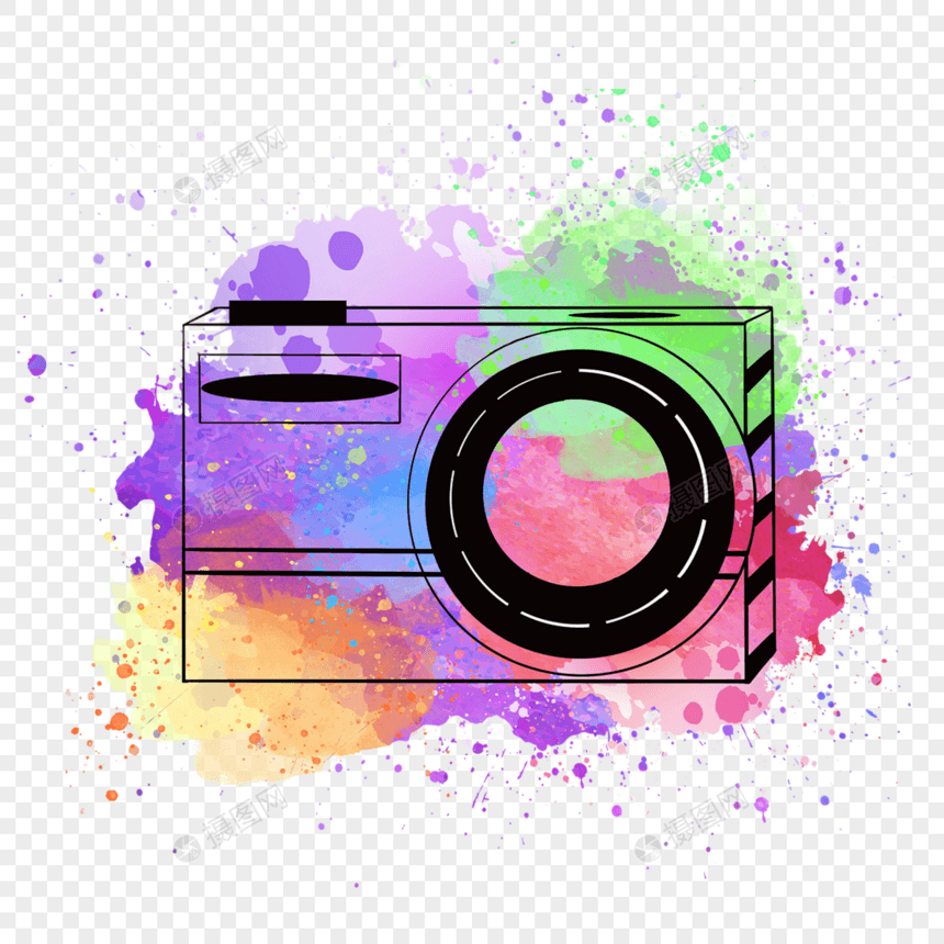 紫色颜料色块喷溅照相机图片