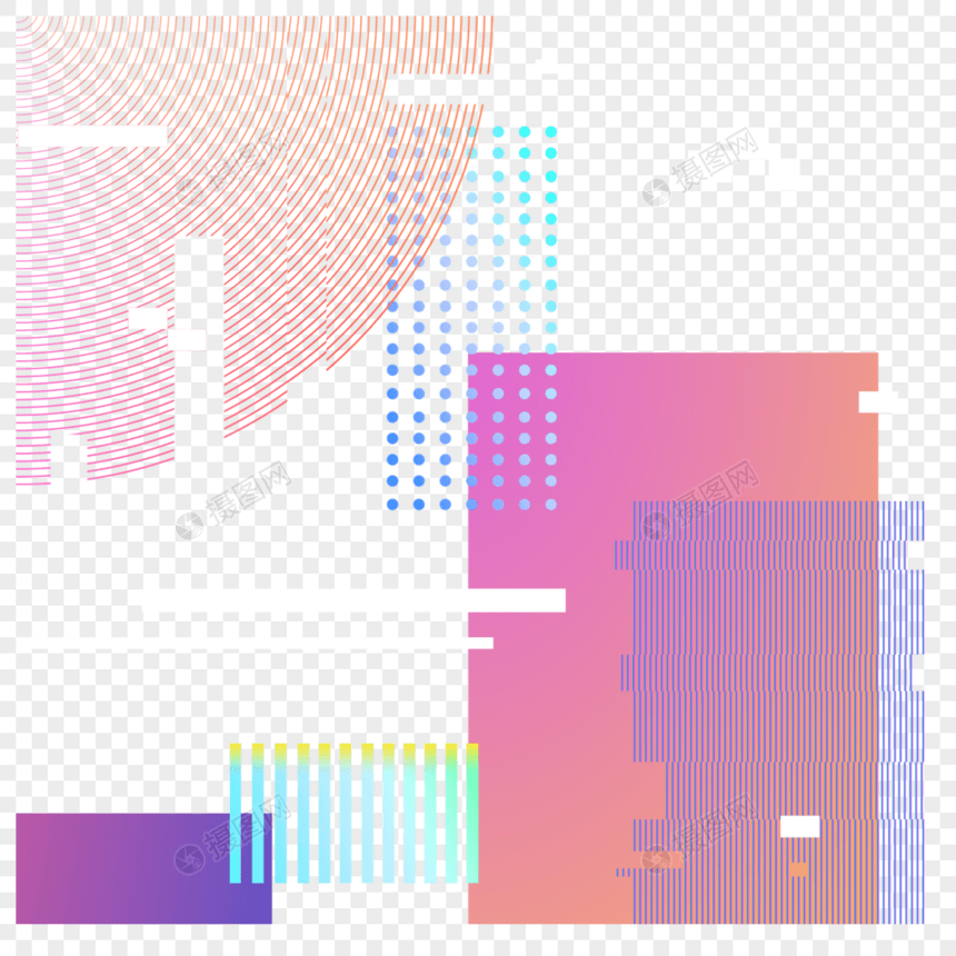 粉色几何抽象故障风边框图片