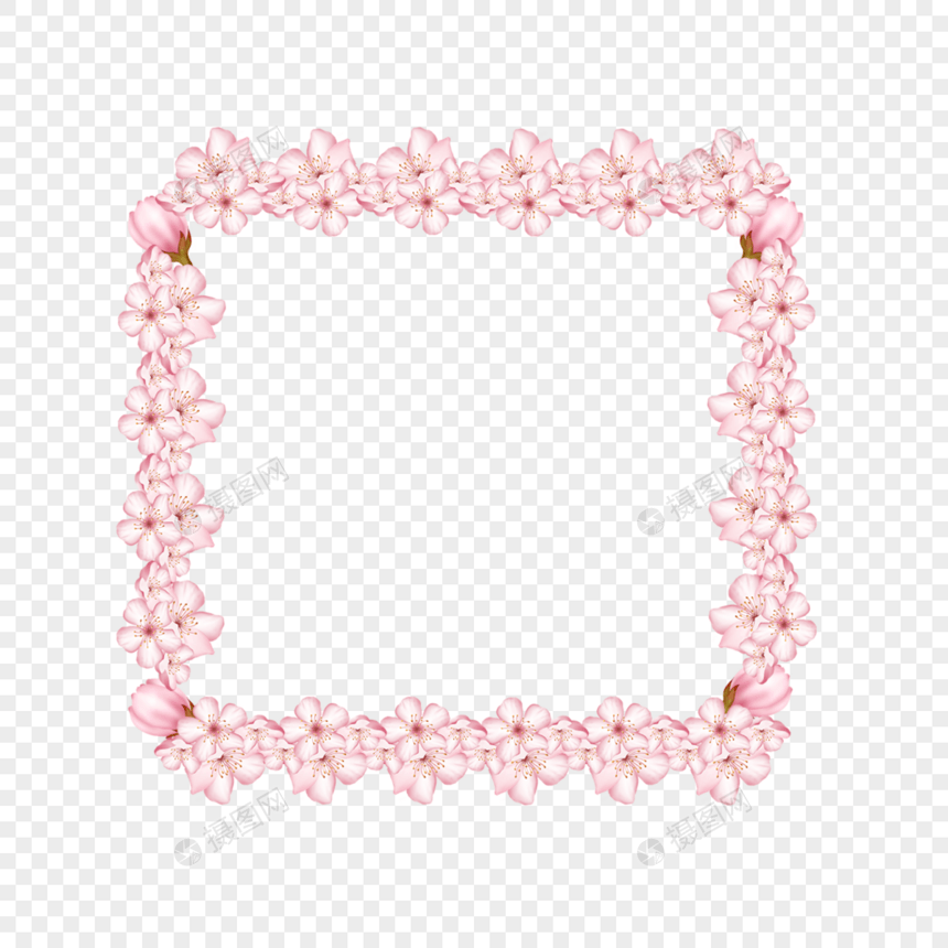 粉色方形花卉边框图片