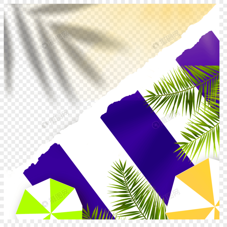 各种颜色的沙滩椅夏季剪纸边框图片