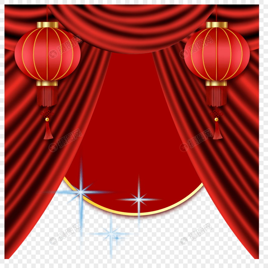 新年春节幕布圆形边框图片