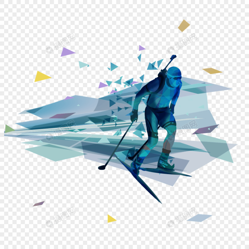 滑雪冬季两项蓝色几何图片