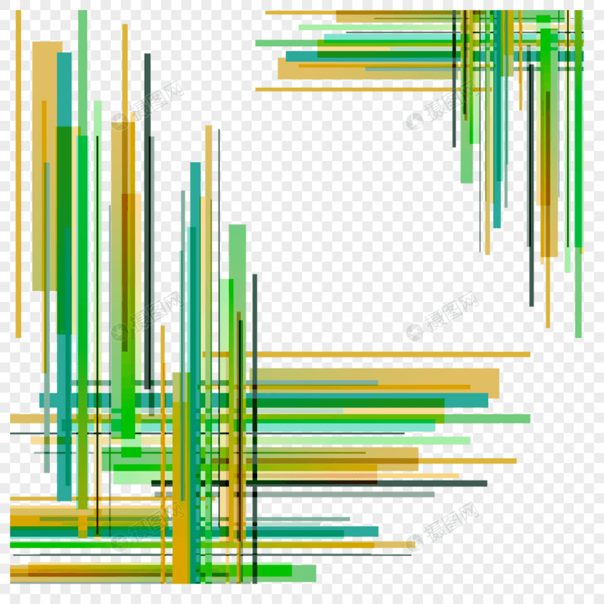 线条黄绿渐变条纹抽象边框图片