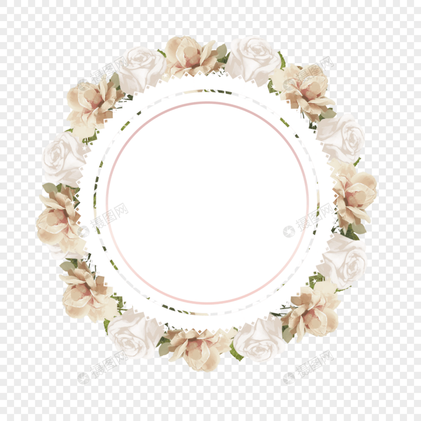 白玫瑰水彩婚礼创意边框图片