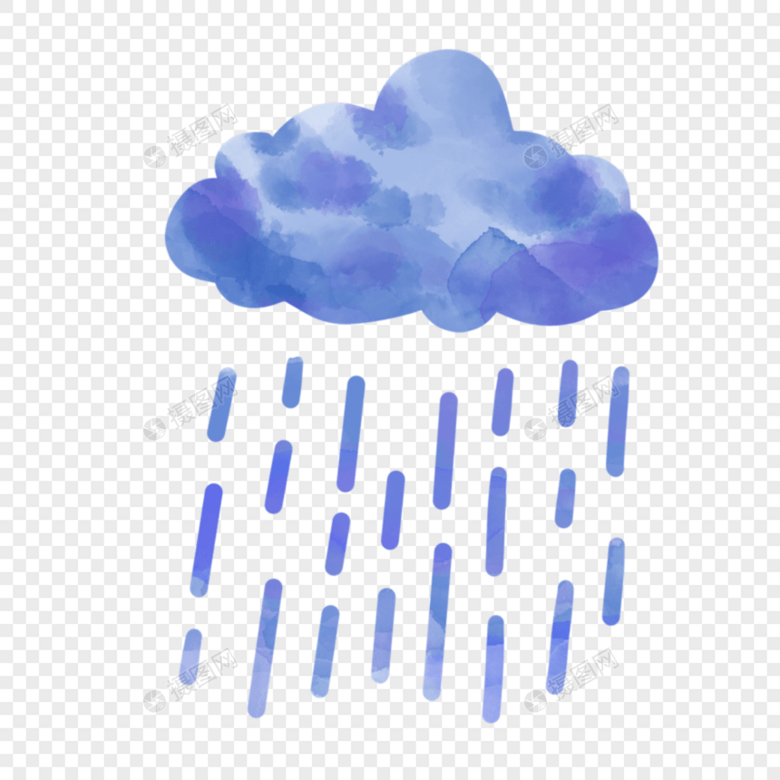 水彩卡通云朵下雨图片