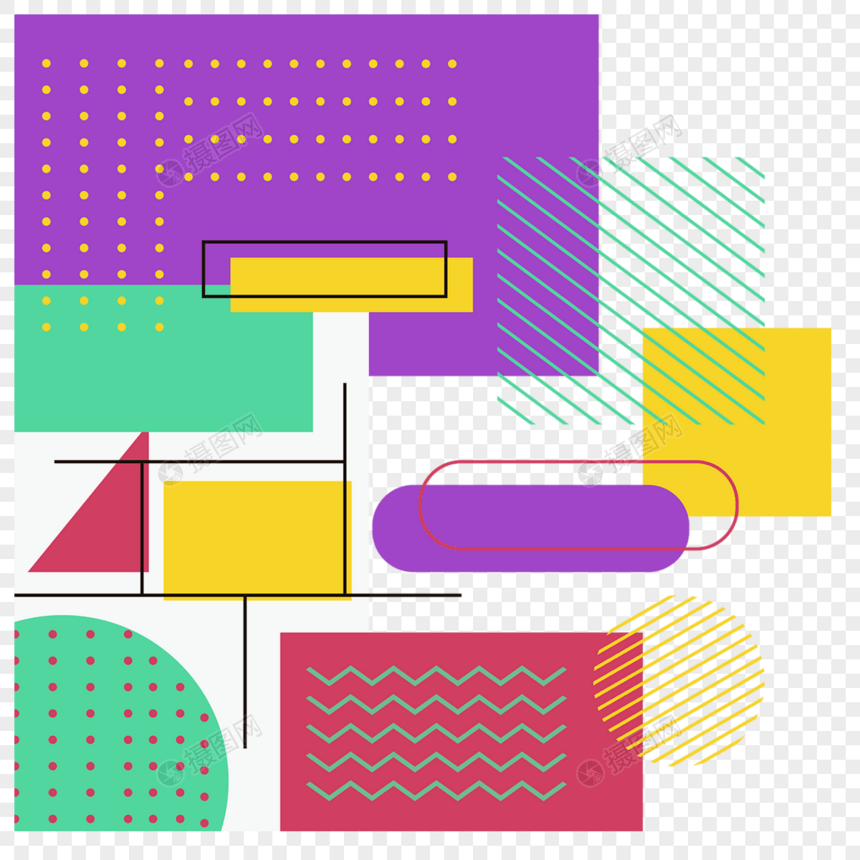 孟菲斯几何风格抽象边框图片