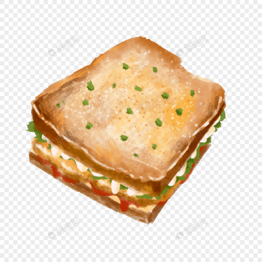 葱花水彩三明治图片