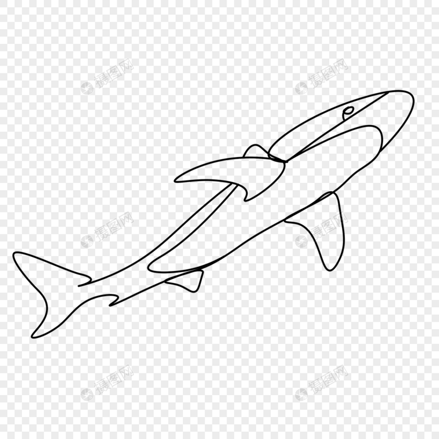 抽象线条画海洋动物鲨鱼图片