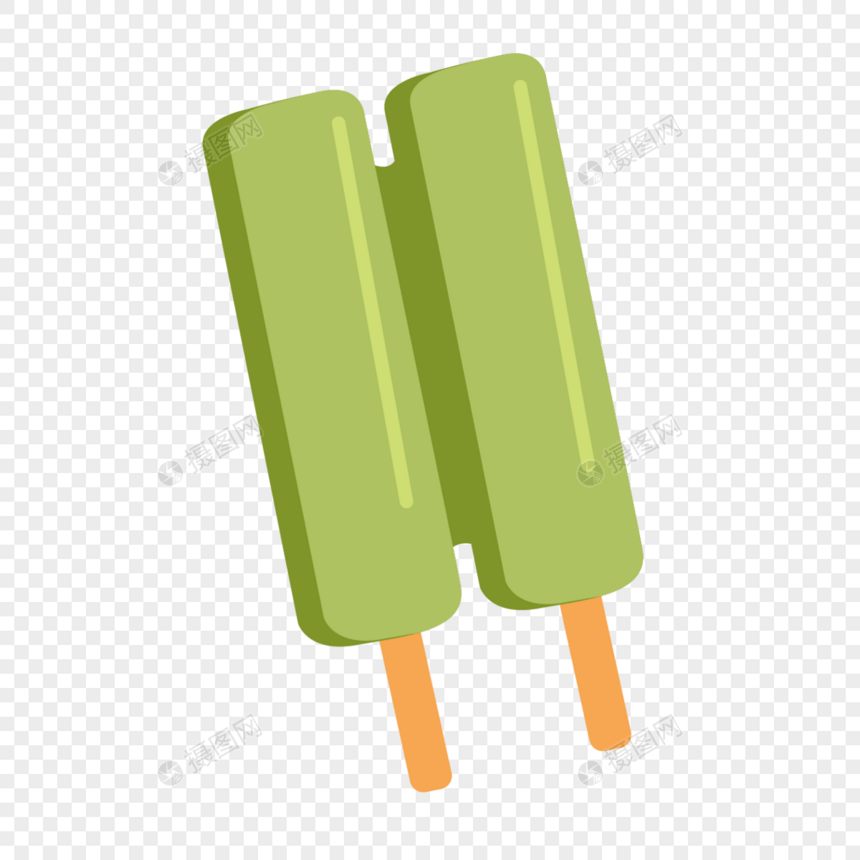 两根绿色冰凉抹茶甜品雪糕图片