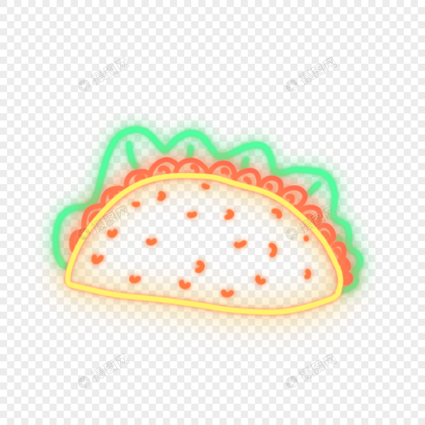 霓虹光效美食墨西哥卷饼图片