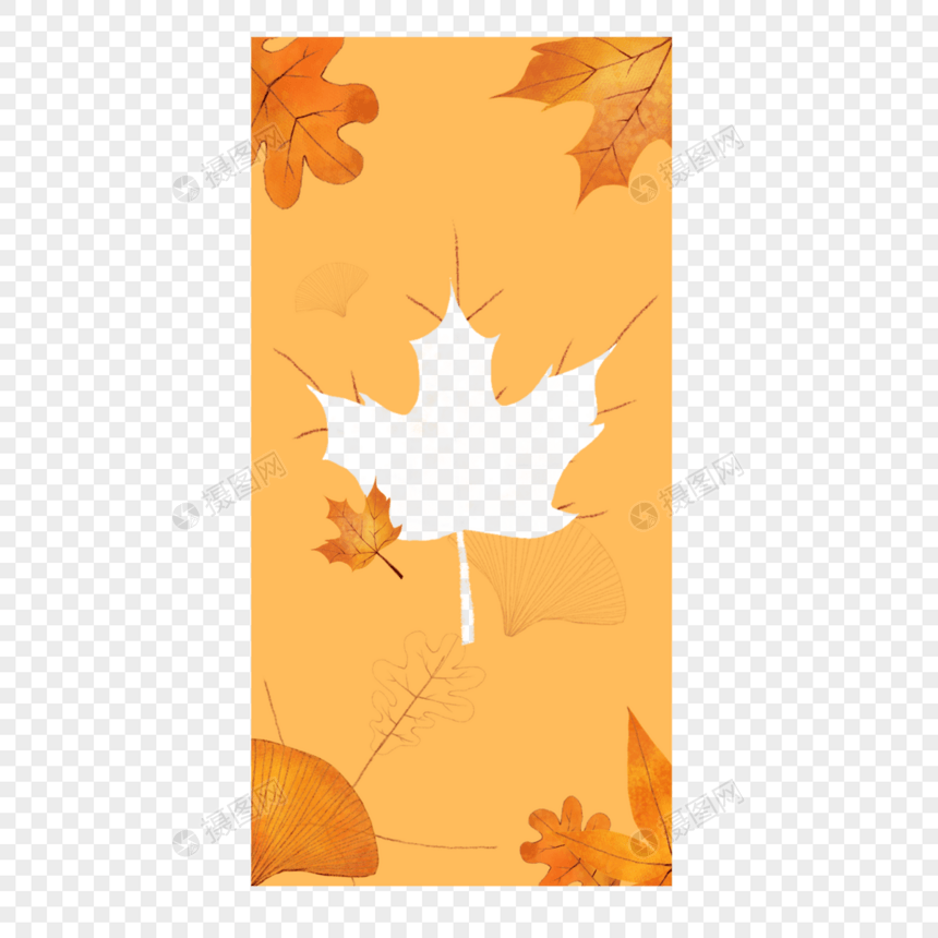 秋季树叶故事黄色边框图片