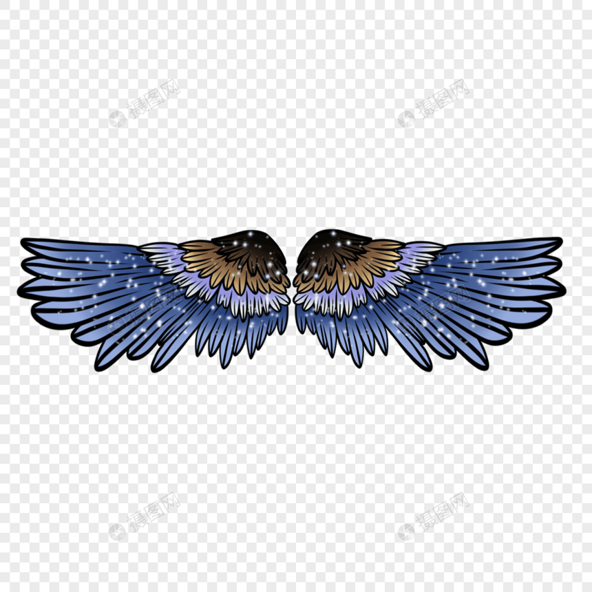 蓝色魔法效果翅膀图片