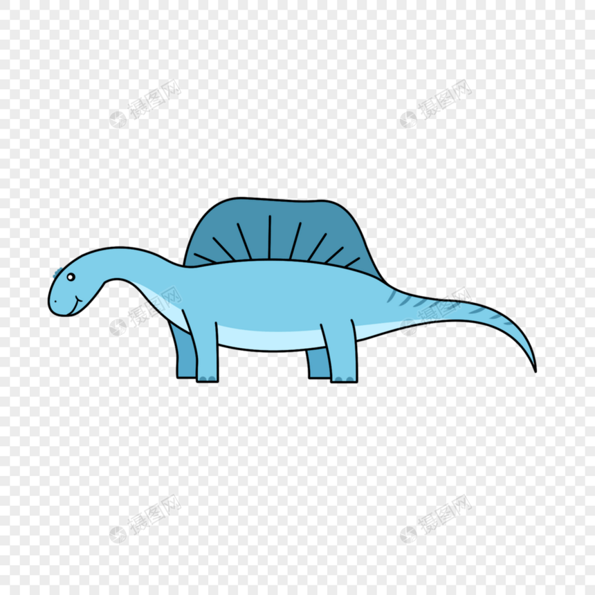 淡蓝色长尾巴长脖子恐龙图片