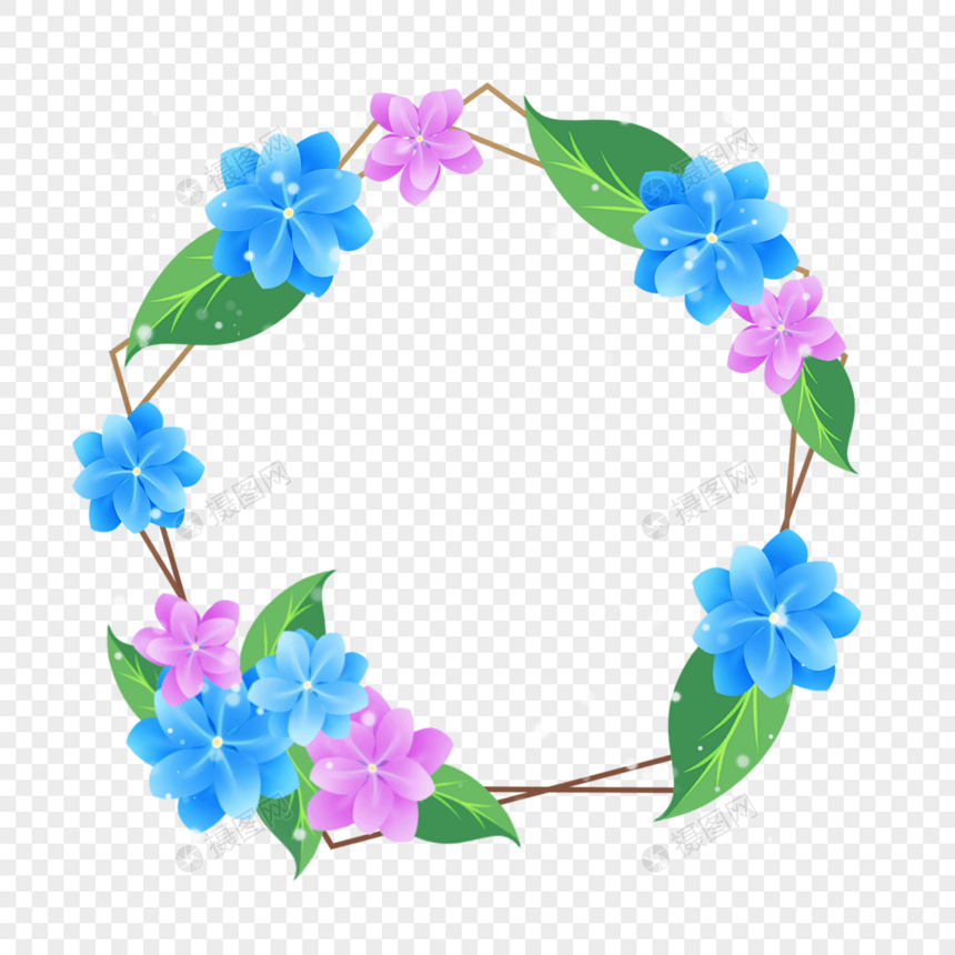 光效花卉婚礼边框美丽蓝色图片
