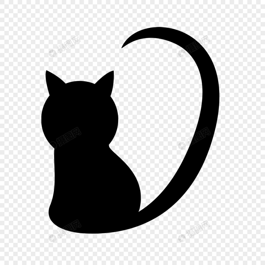 猫咪爱心的样式猫咪黑色剪影图片