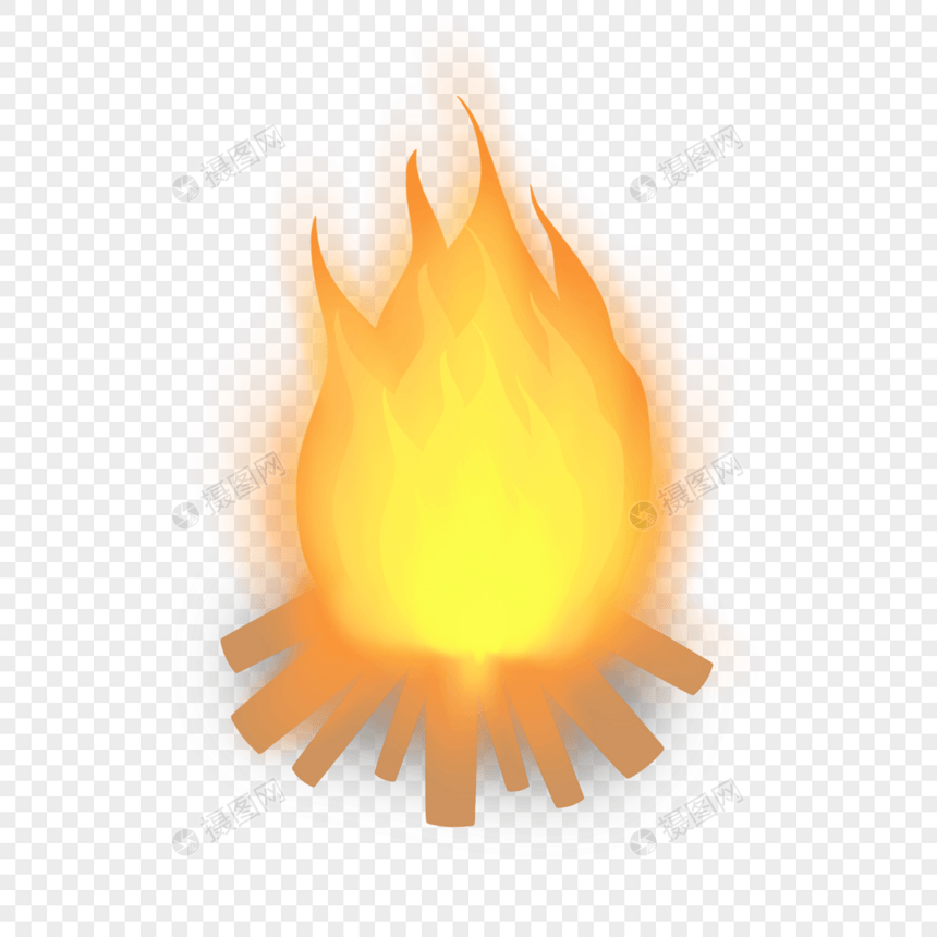 橙红色卡通燃烧的篝火图片
