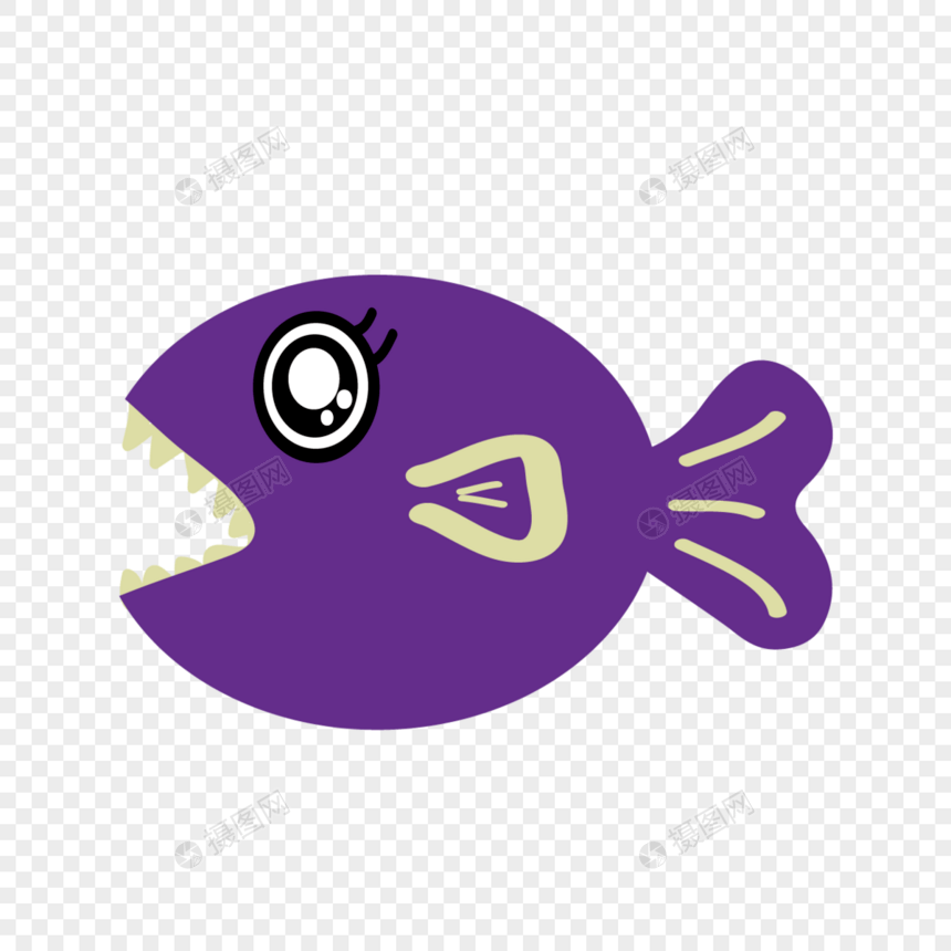 紫色小鱼卡通可爱剪贴画图片