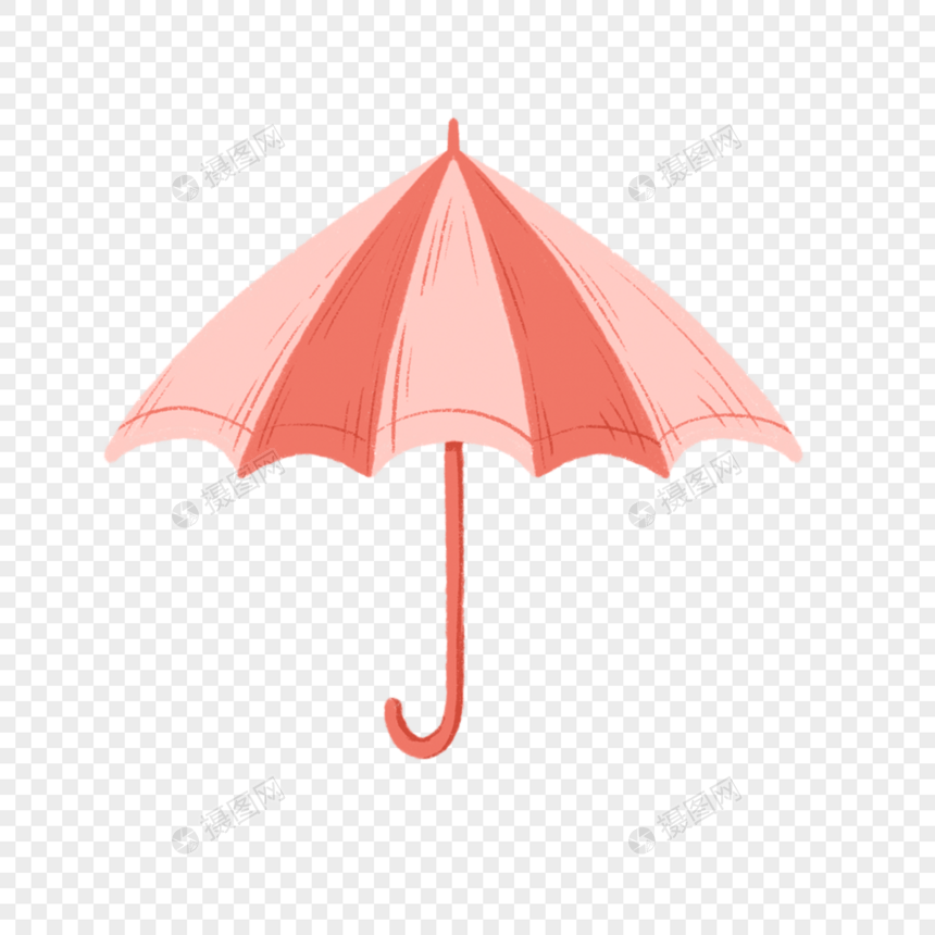 红色粉色撑开的雨伞水彩剪贴画图片