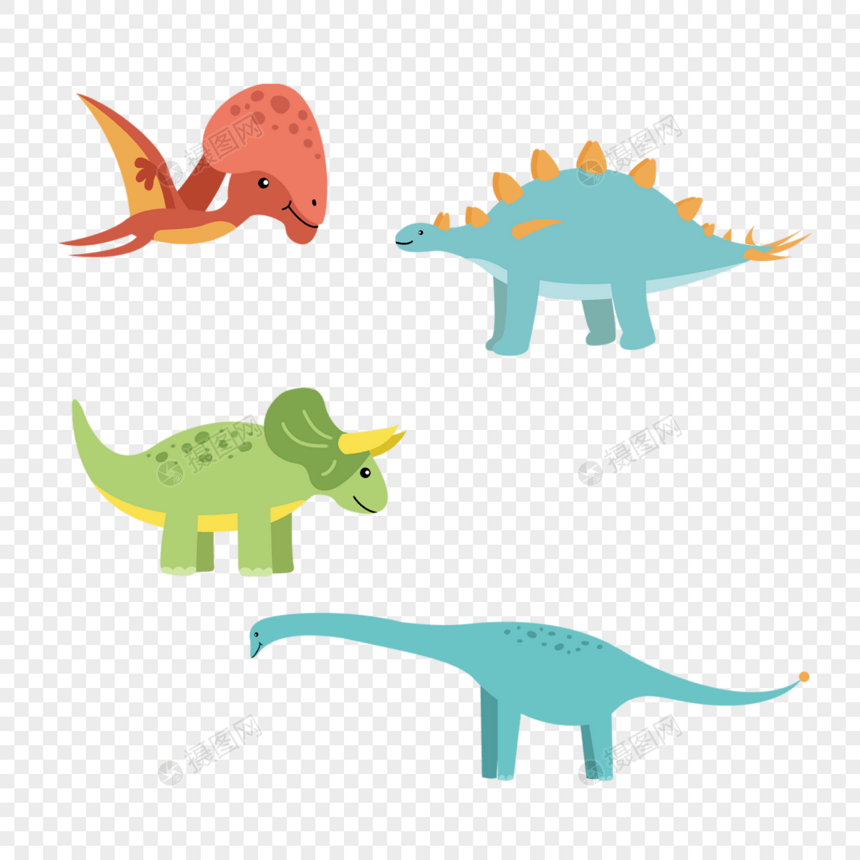 不同种类彩色可爱卡通恐龙图片