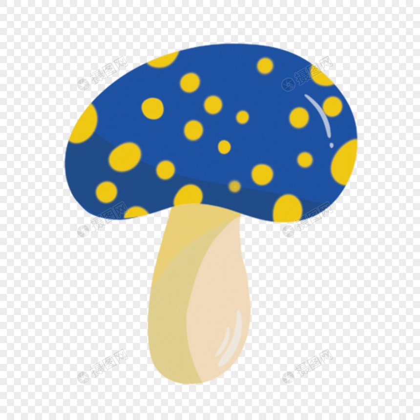 蓝色蘑菇卡通嬉皮士贴纸图片