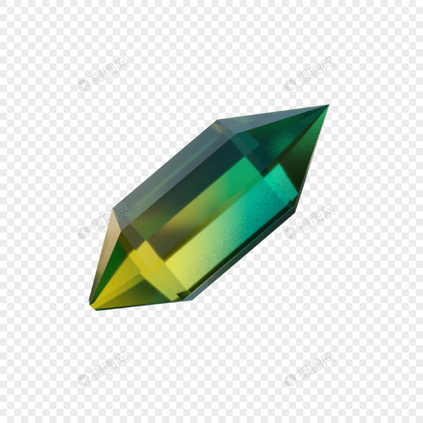 绿色黄色渐变精美钻石游戏立体宝石图片